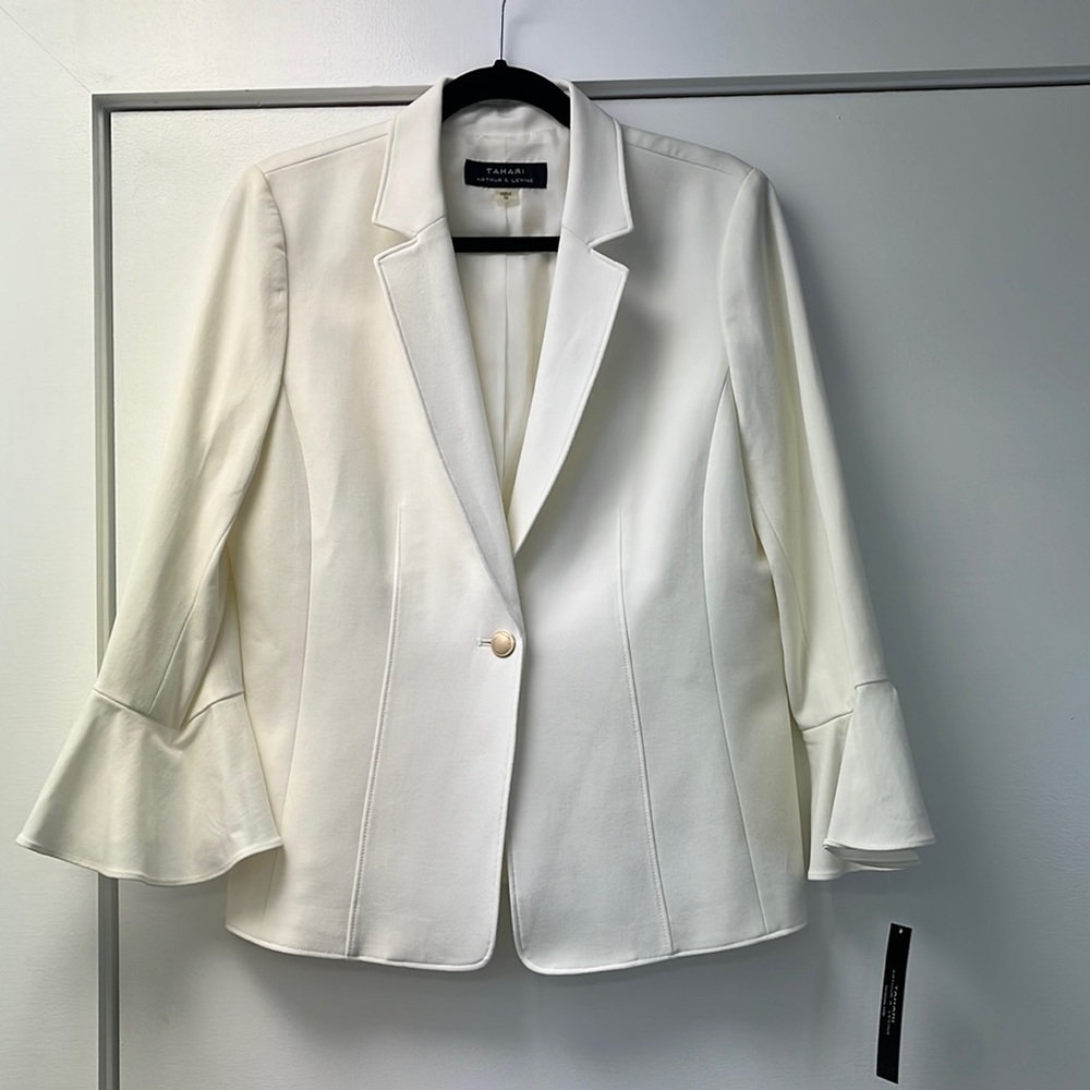 Tahari ASL Cream Blazer with Flared Sleeves
